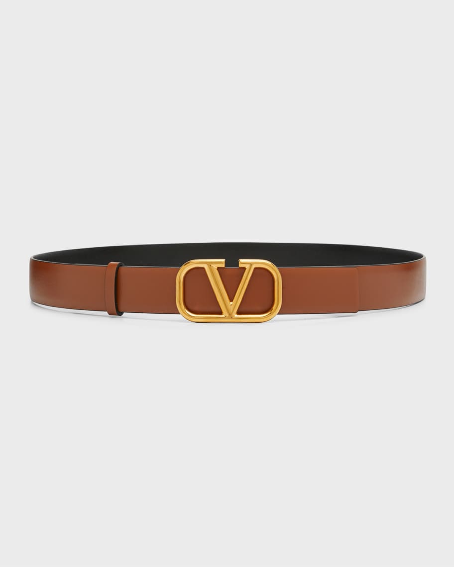 Valentino Garavani VLOGO Reversible Leather Belt | Neiman Marcus