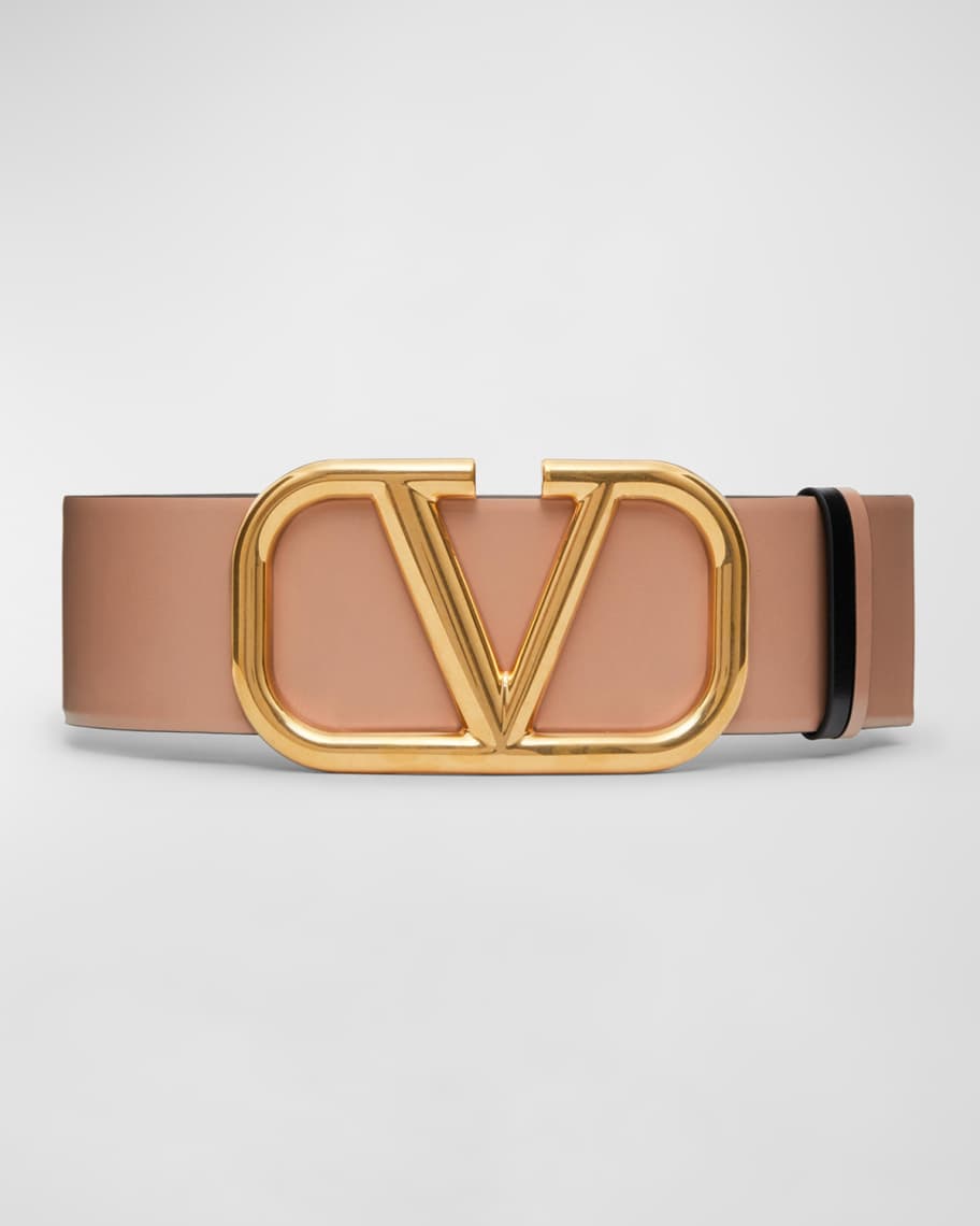 VALENTINO ゴールドバックル ベルト 70/28 Valentino Garavani VLogo Wide Box Leather Belt, 70mm