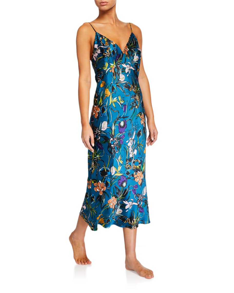 Olivia Von Halle Issa Heaven Floral Silk Nightgown | Neiman Marcus