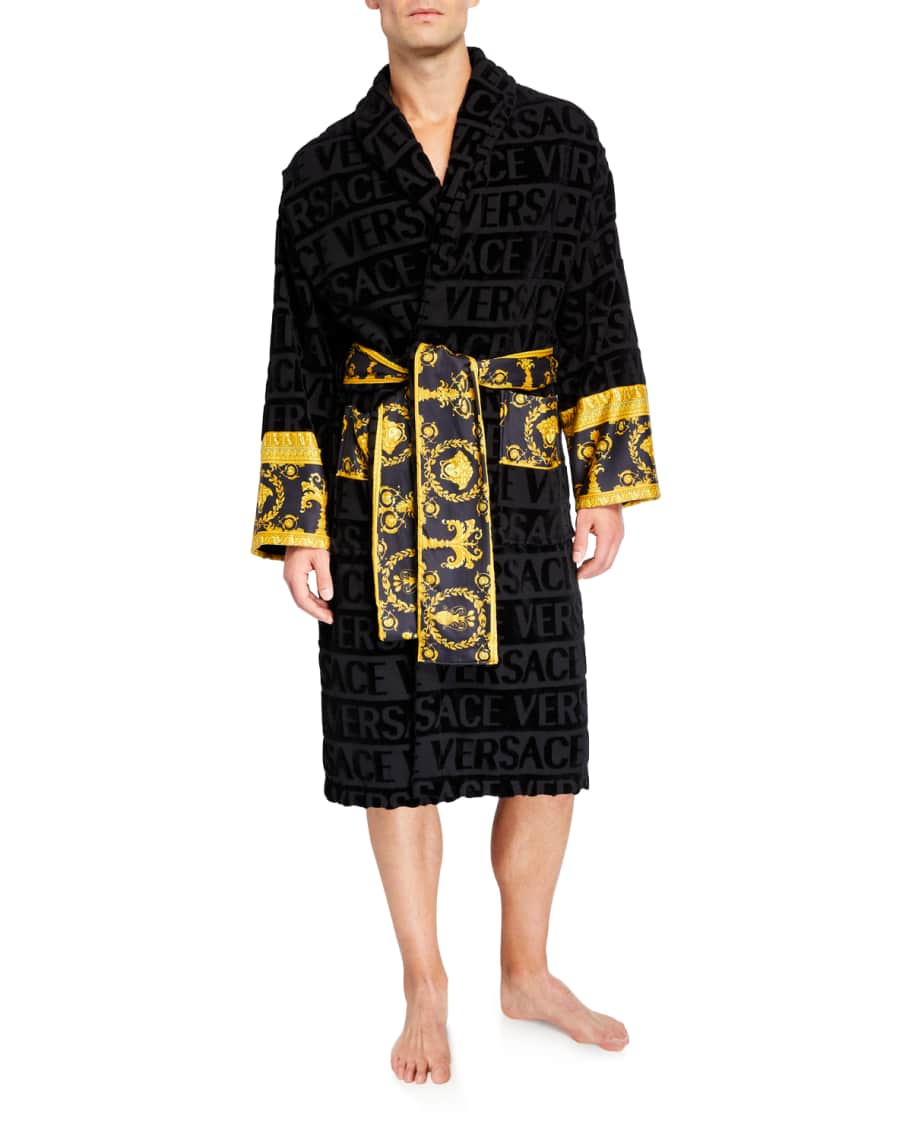 Versace Men's Barocco Logo Bath Robe | Neiman Marcus
