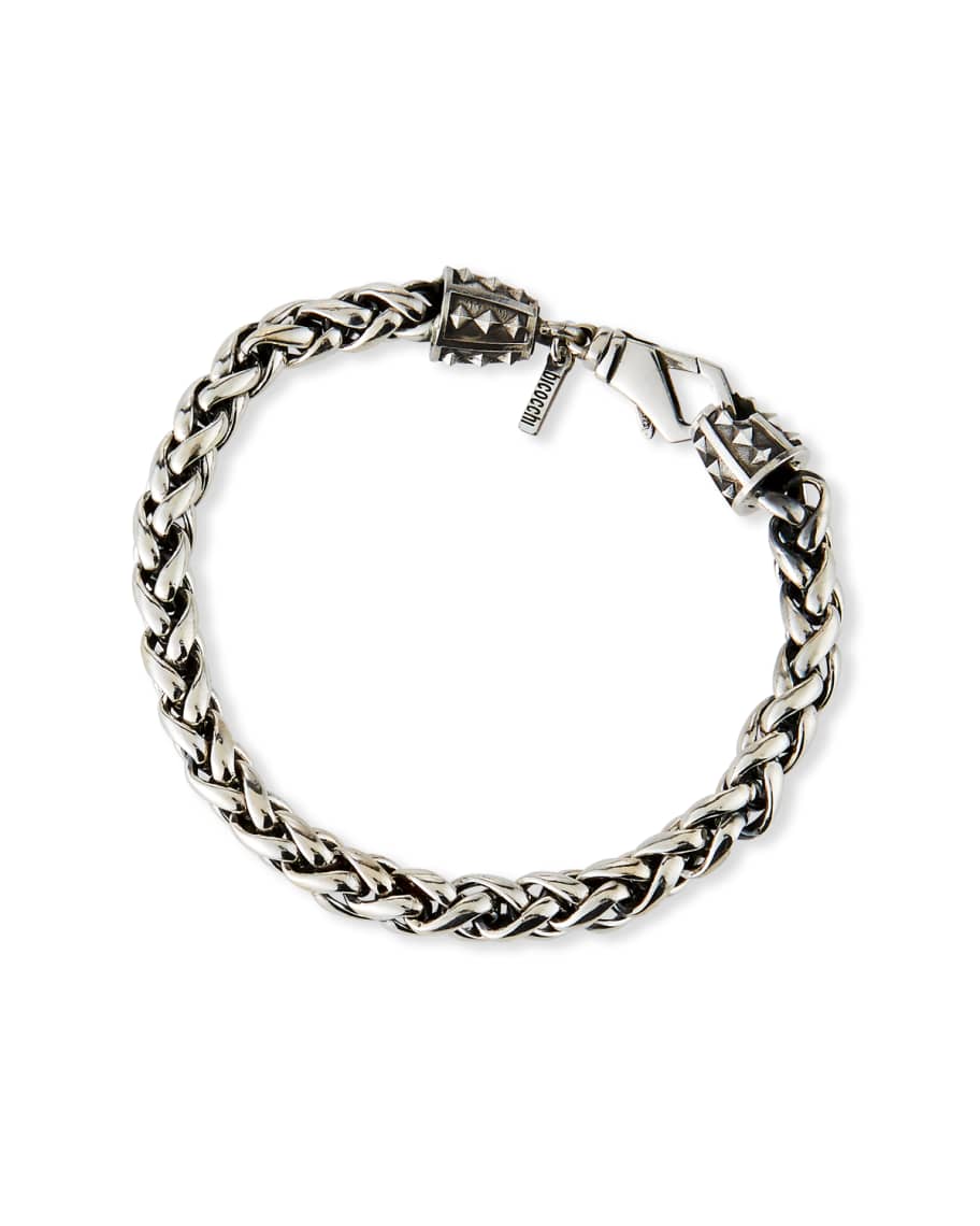 Emanuele Bicocchi Men's Medium-Link Wheat Chain Bracelet, Silver ...