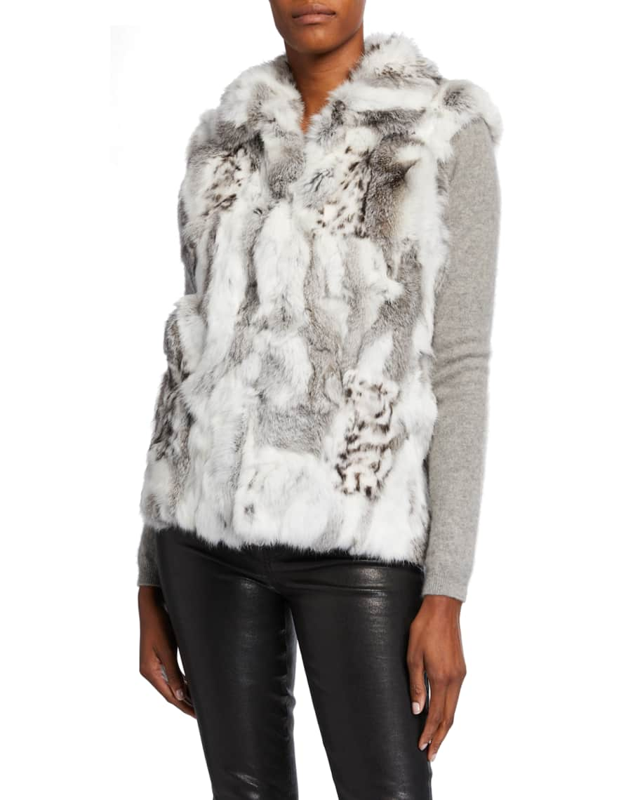 Theory Chocolate Rabbit Fur Vest Medium