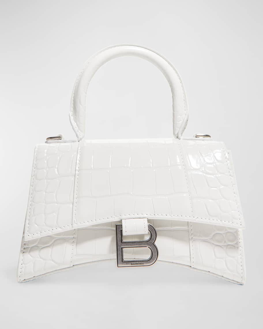 Balenciaga Hourglass XS Crocodile-Embossed Top-Handle Bag | Neiman Marcus