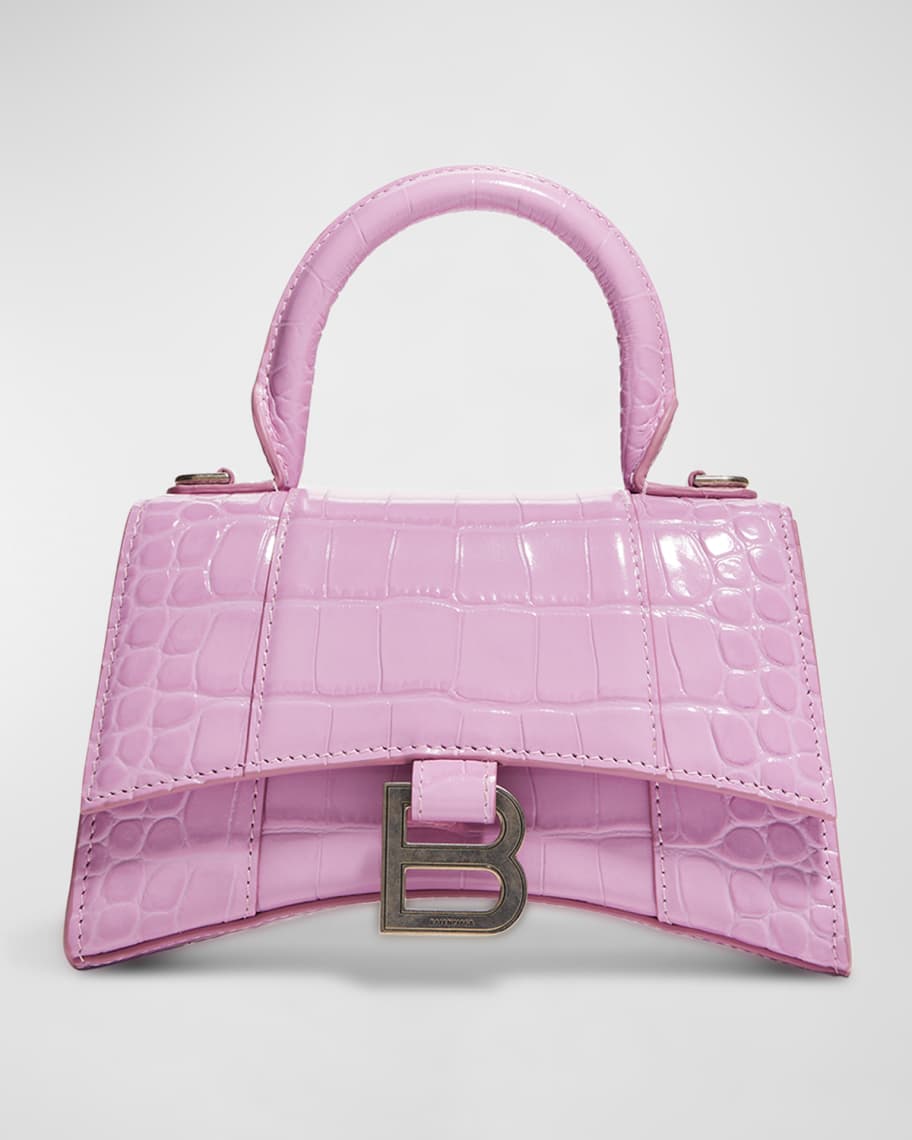 Balenciaga Hourglass XS Crocodile-Embossed Top-Handle Bag | Neiman Marcus