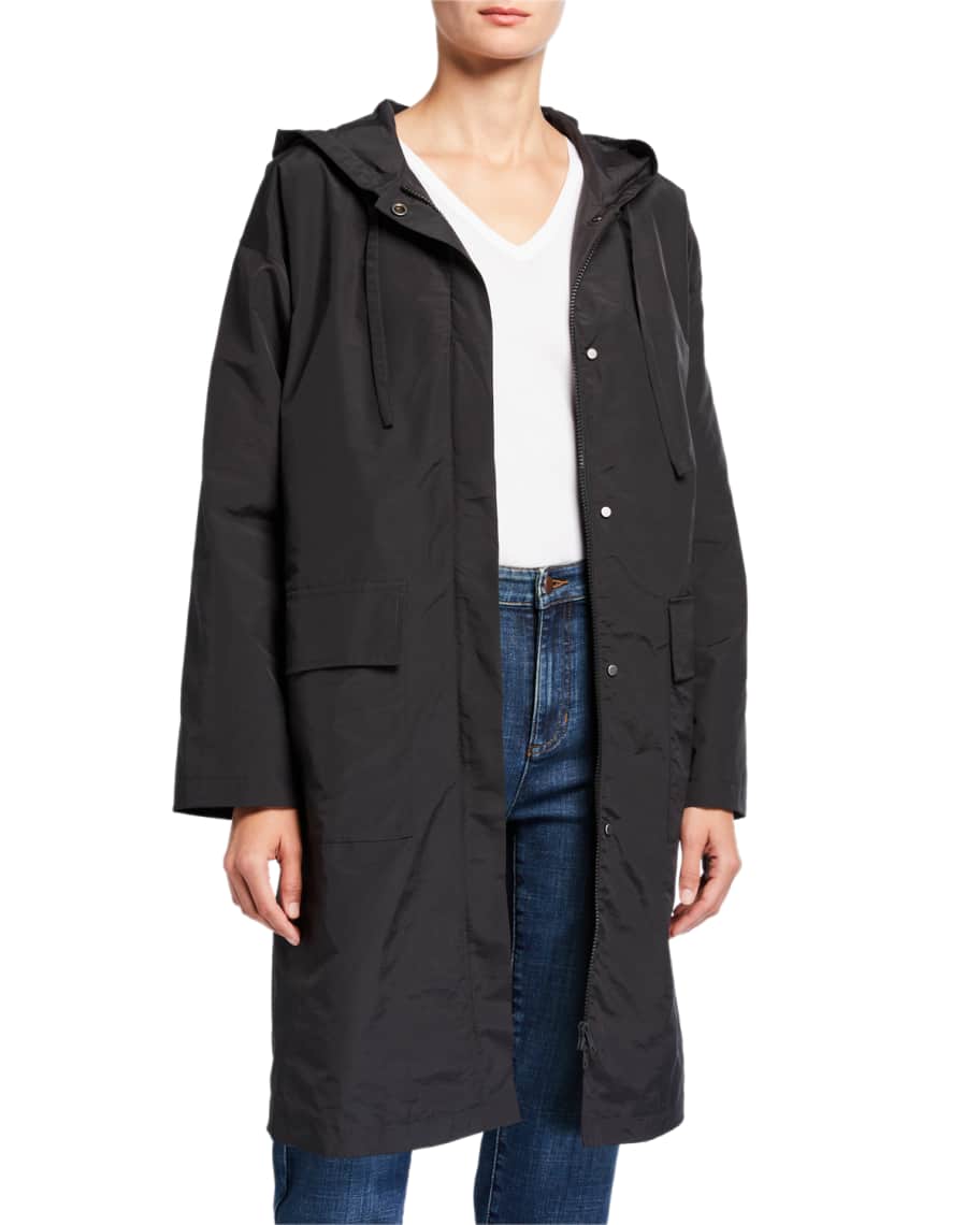 Eileen Fisher Organic Cotton/Nylon Hooded Coat | Neiman Marcus