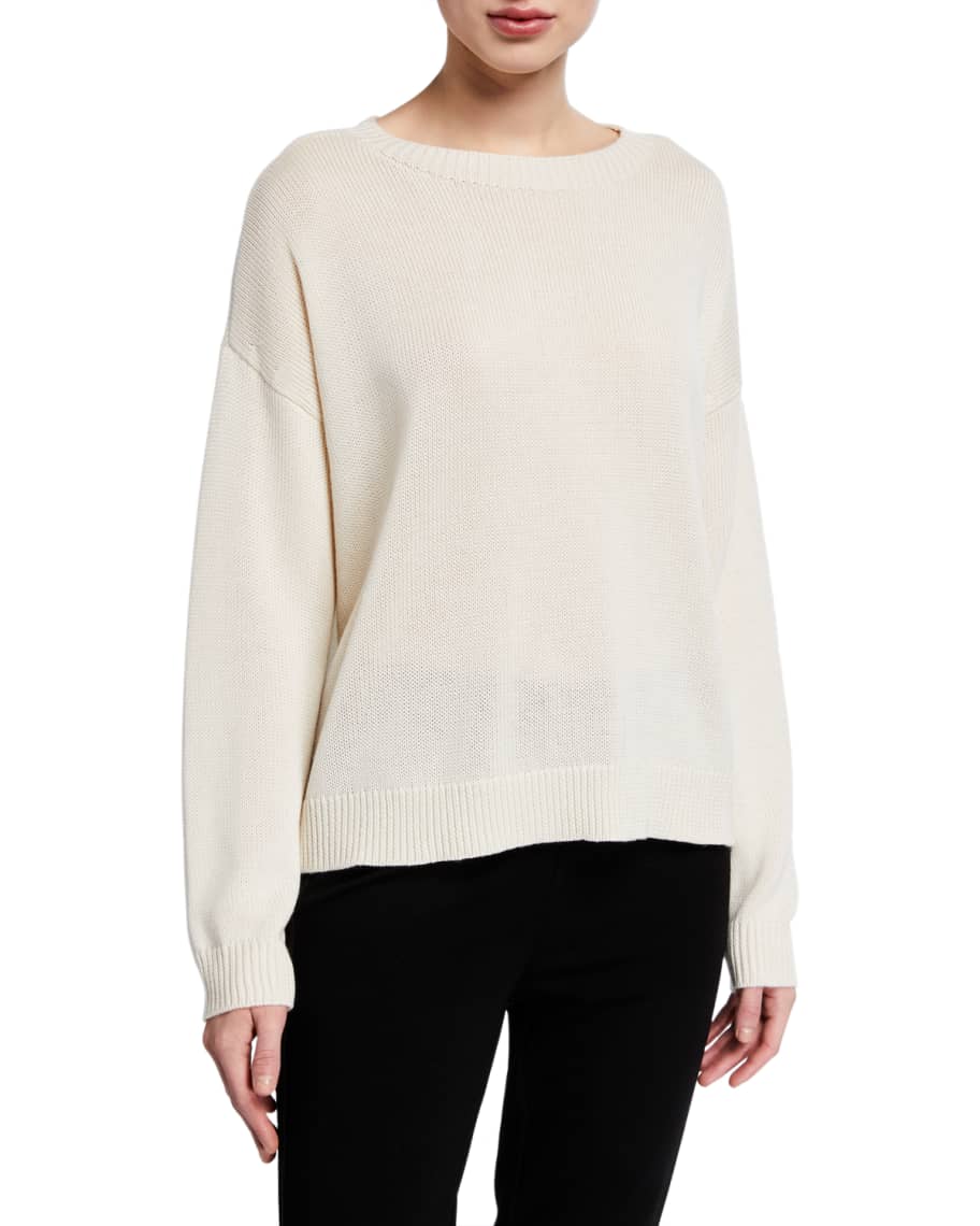 Eileen Fisher Round-Neck Lyocell/Organic Cotton/Silk Sweater | Neiman ...