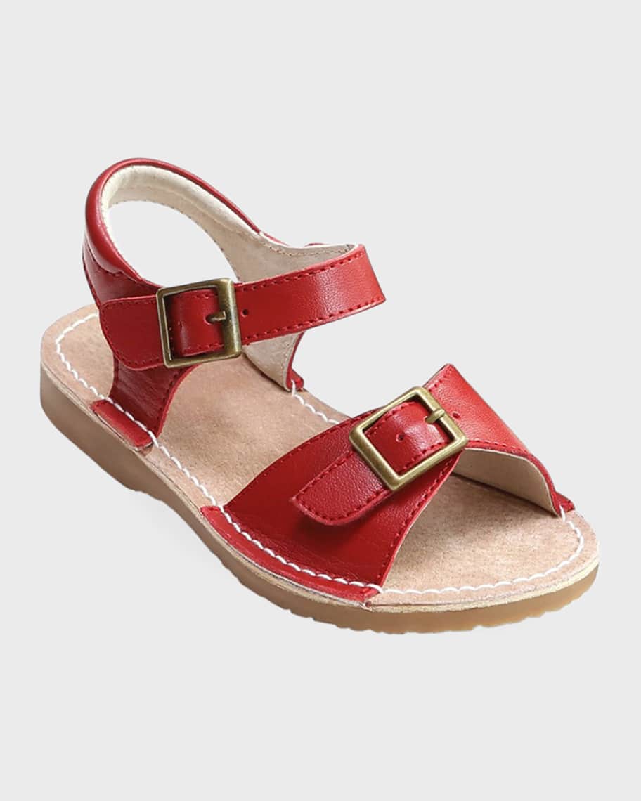 L'Amour Shoes Girl's Olivia Leather Buckle Open-Toe Sandal, Toddler ...