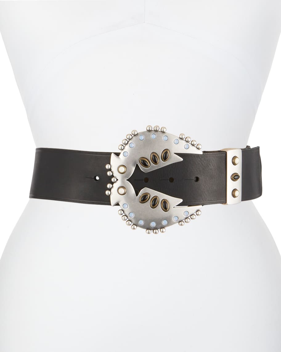Isabel Marant Abigail Leather Belt w/ Bird Buckle Neiman Marcus