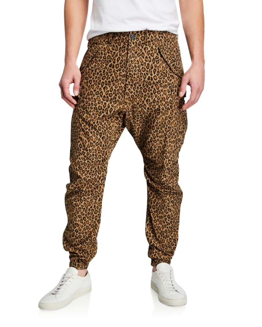 R13 Leopard Print Wide Leg Utility Pants