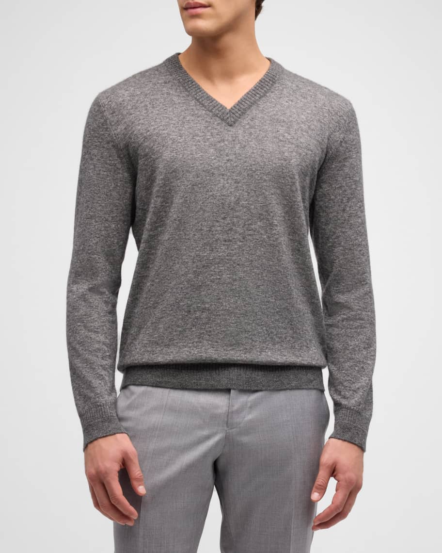Loro Piana Men's Cashmere-Silk V-Neck Sweater | Neiman Marcus