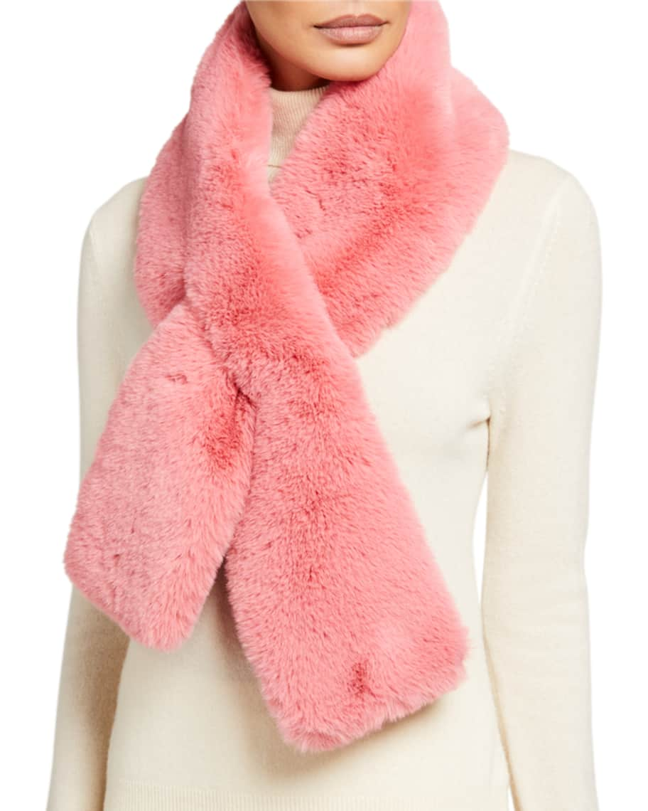 Faux Rex Rabbit Fur Pull-Through Scarf - Surell Accessories