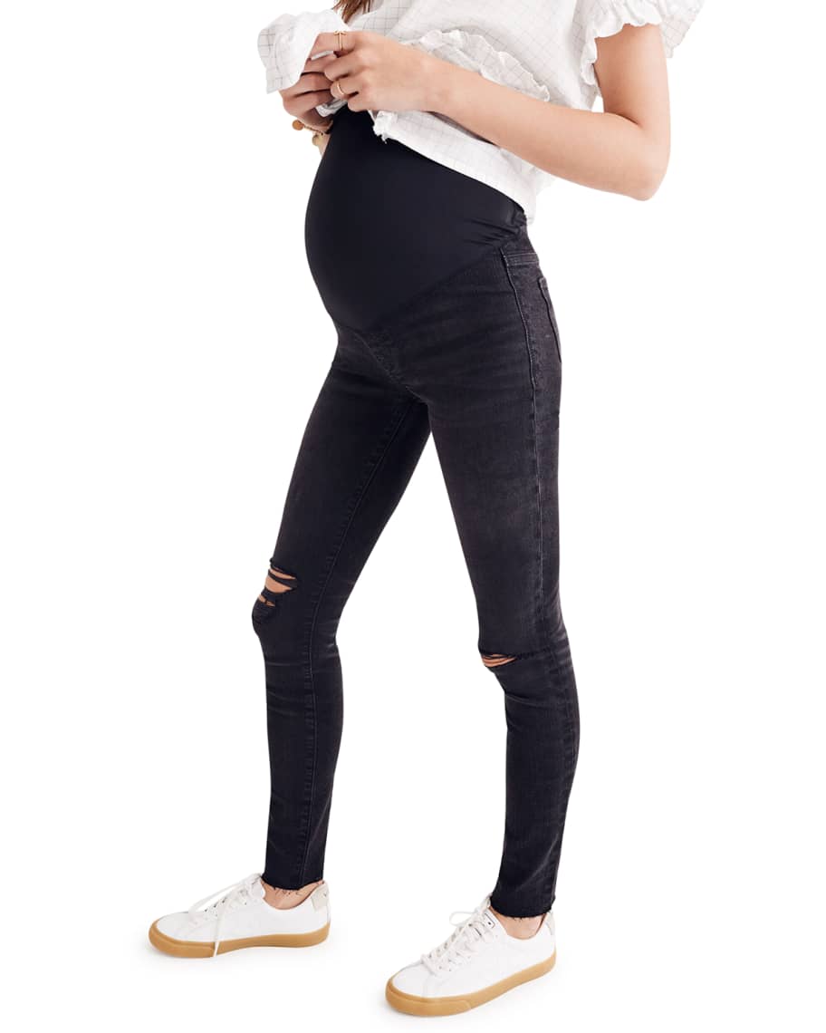 Madewell Maternity Over-the-Belly Skinny Jeans with Ripped Knees ...