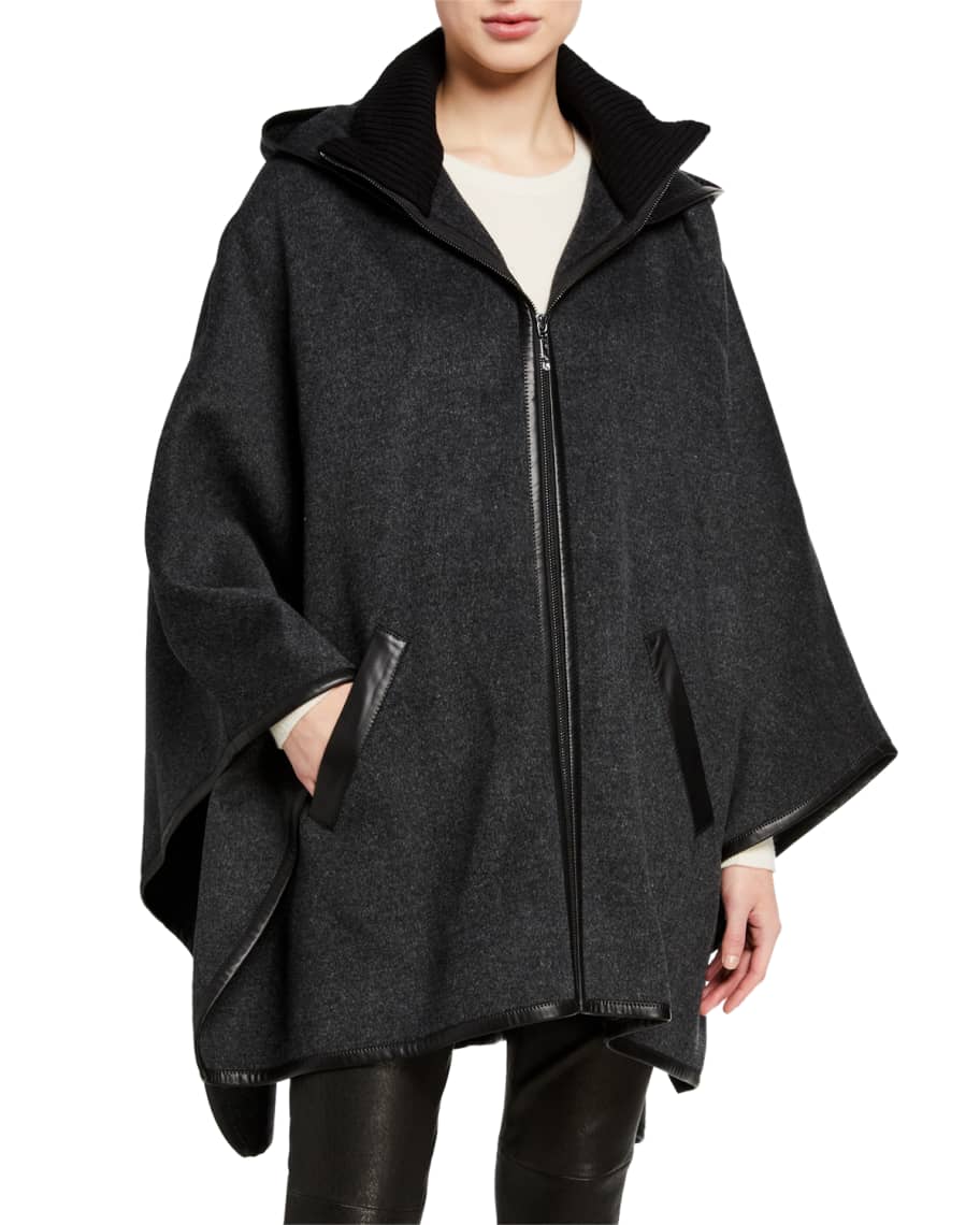 Elie Tahari Kristy Hooded Wool Cape | Neiman Marcus