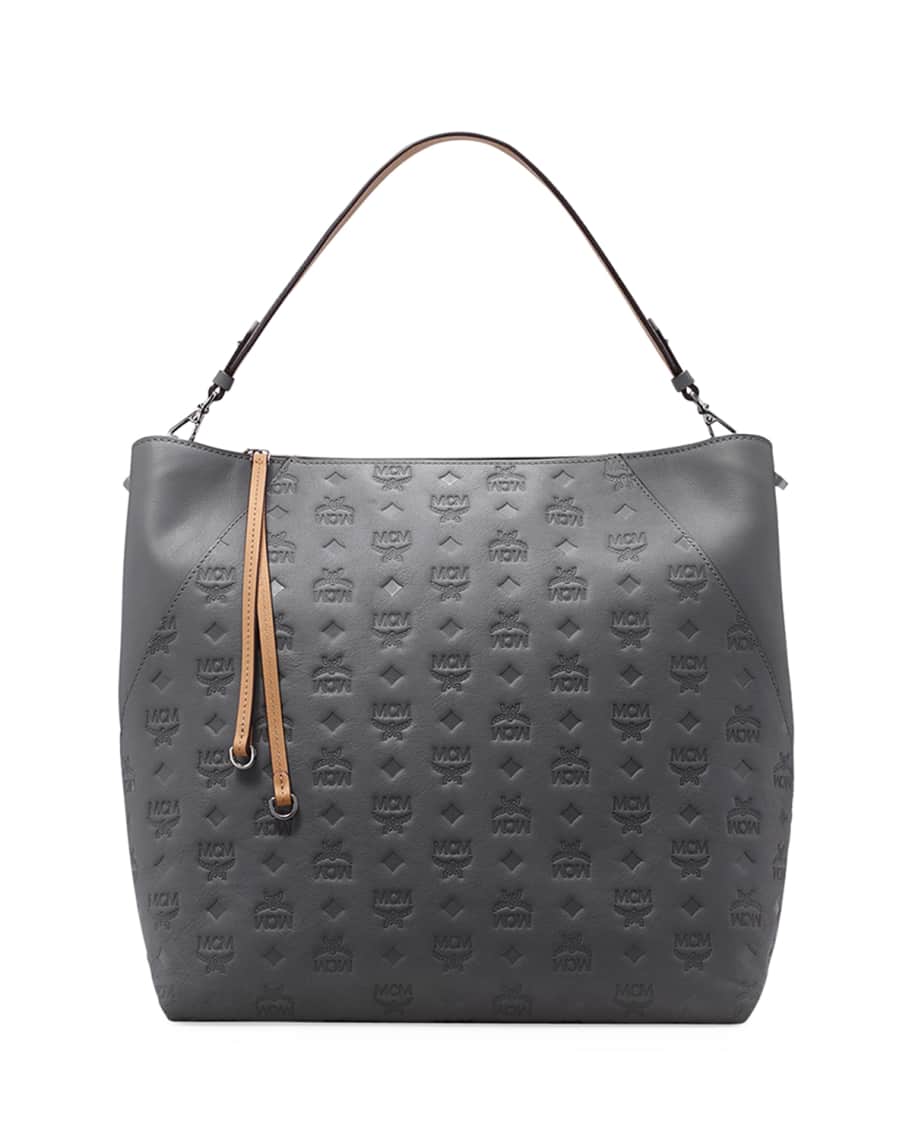 MCM Klara Large Monogrammed Leather Hobo Bag Neiman Marcus