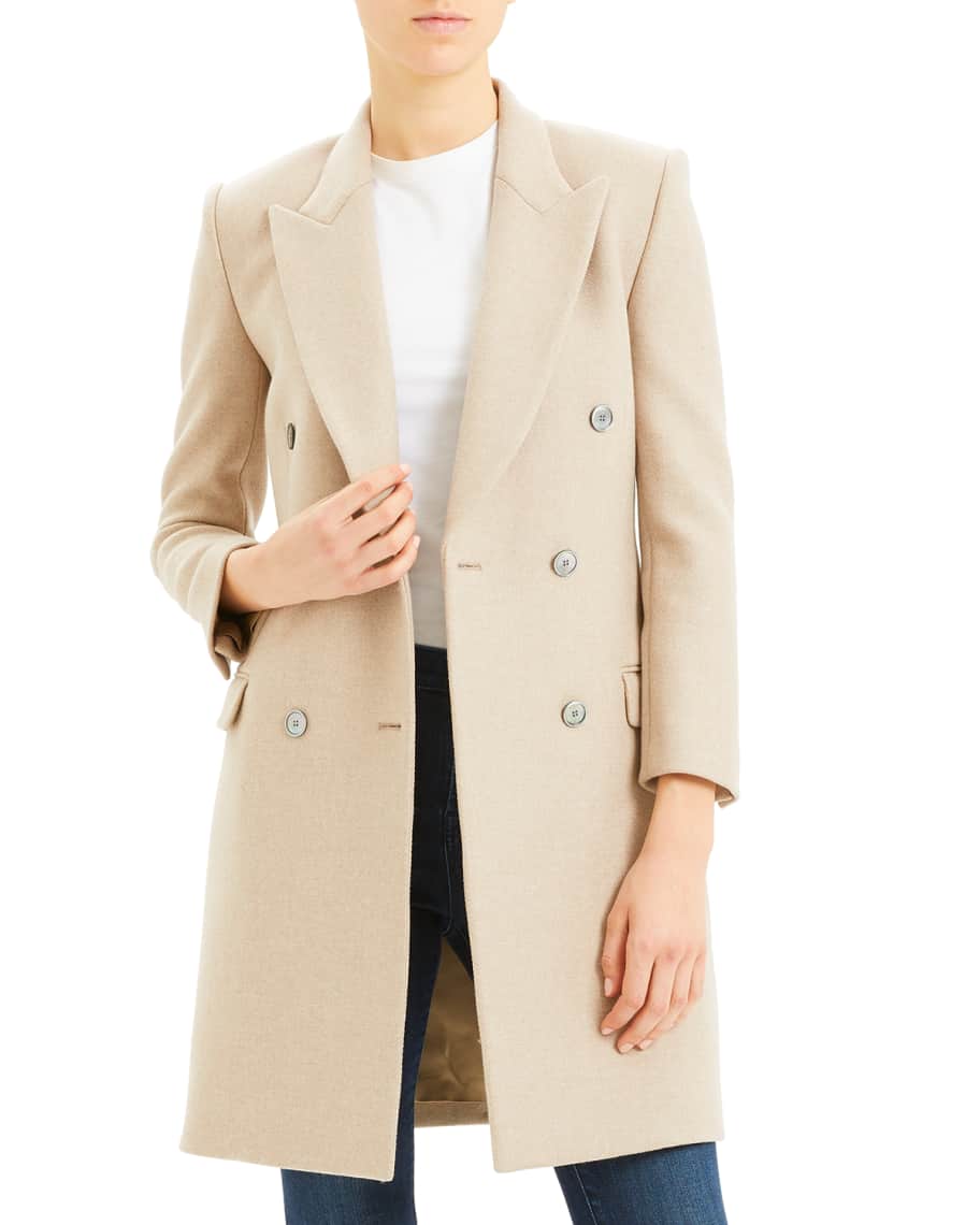 Theory Tailored Double-Breasted Wool Coat | Neiman Marcus