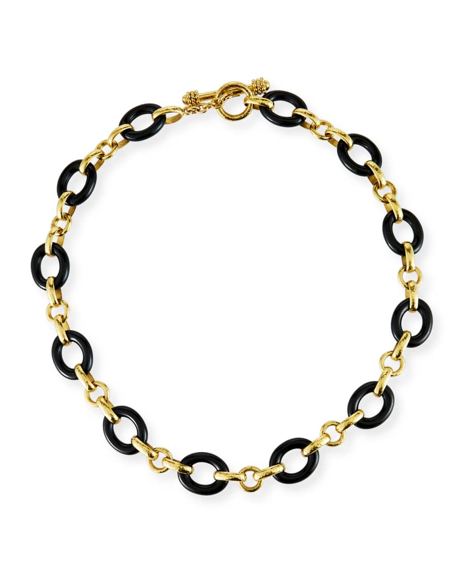 Elizabeth Locke 19k Black Jade Link Necklace | Neiman Marcus