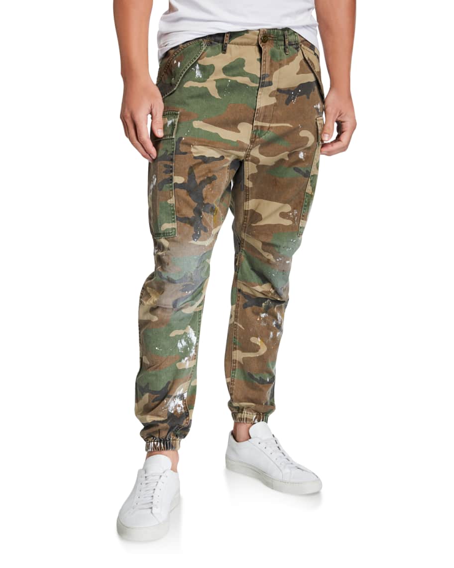 R13 Men's Camouflage Cargo Pants with Paint Spots | Neiman Marcus