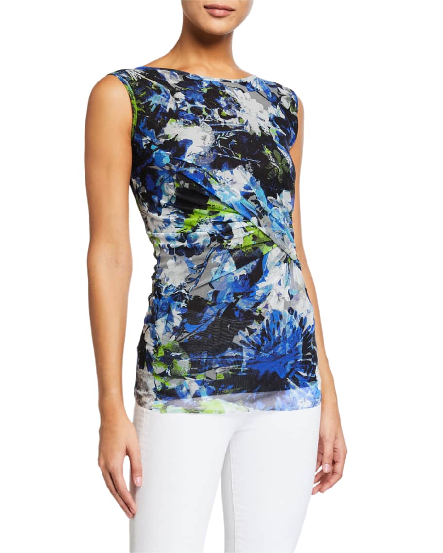 Fuzzi Floral Side Shirred Tank Top | Neiman Marcus