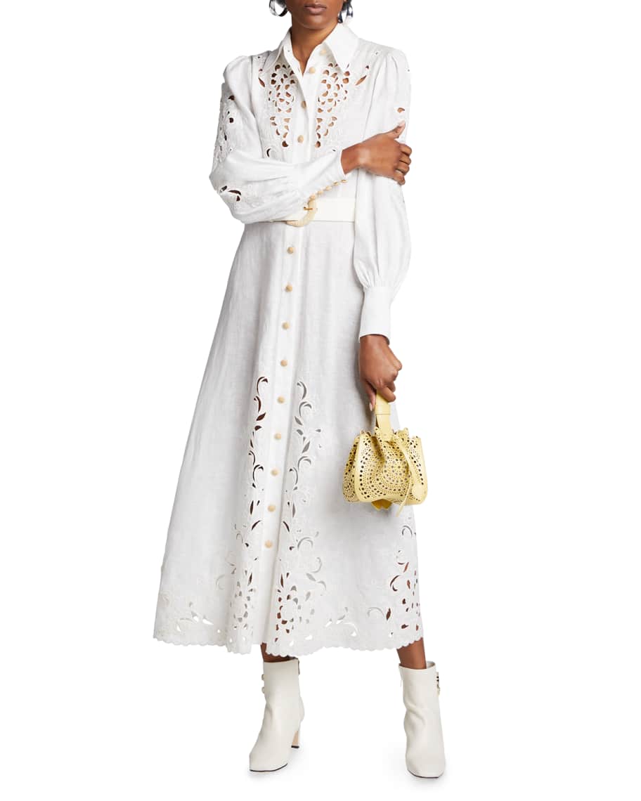 zimmermann peggy floral-embroidered linen dress ZIMMERMANN Embroidered Dress Ivory – REAWAKE