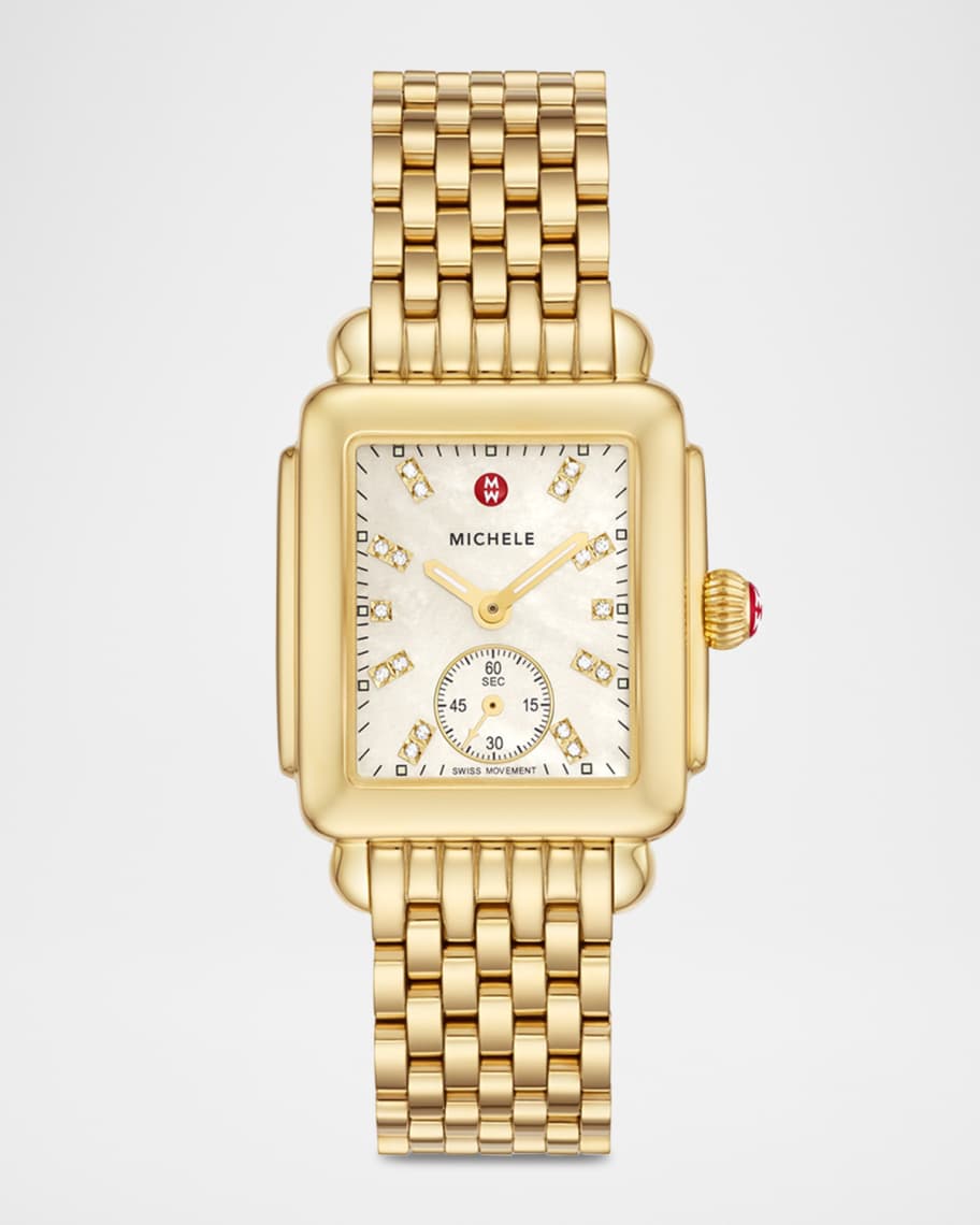 MICHELE Deco Mid Gold Diamond Dial Watch