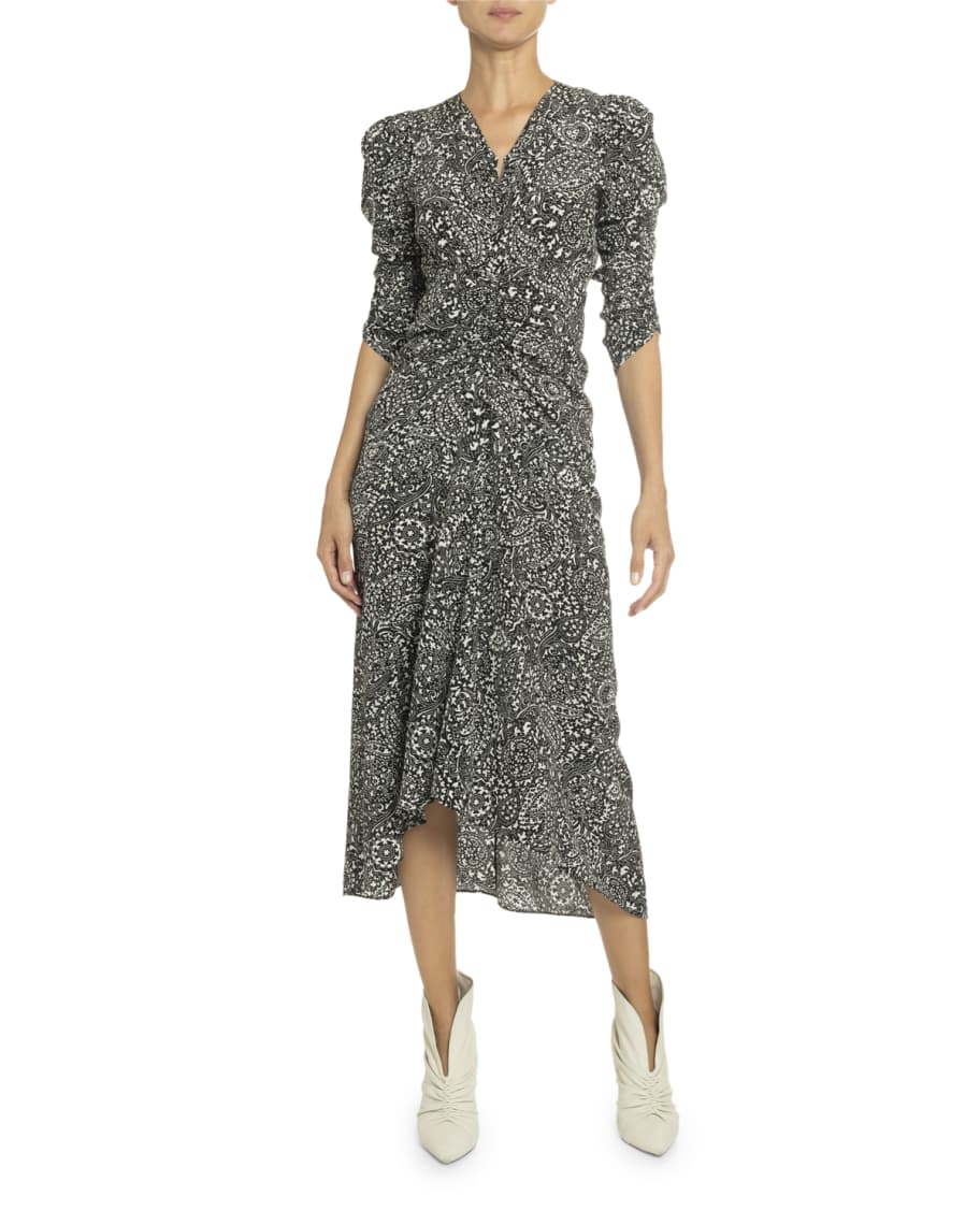 Isabel Marant Paisley Print Silk Midi Dress | Neiman Marcus