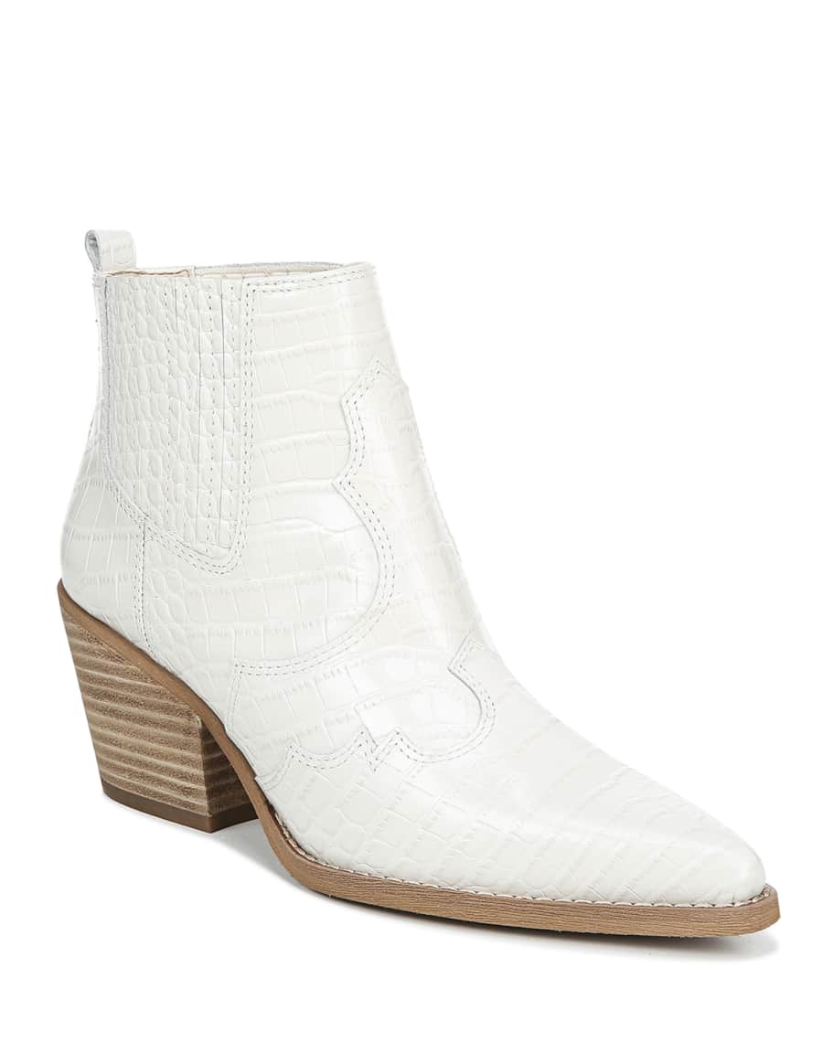Sam Edelman Winona Croc Embossed Leather Western Booties