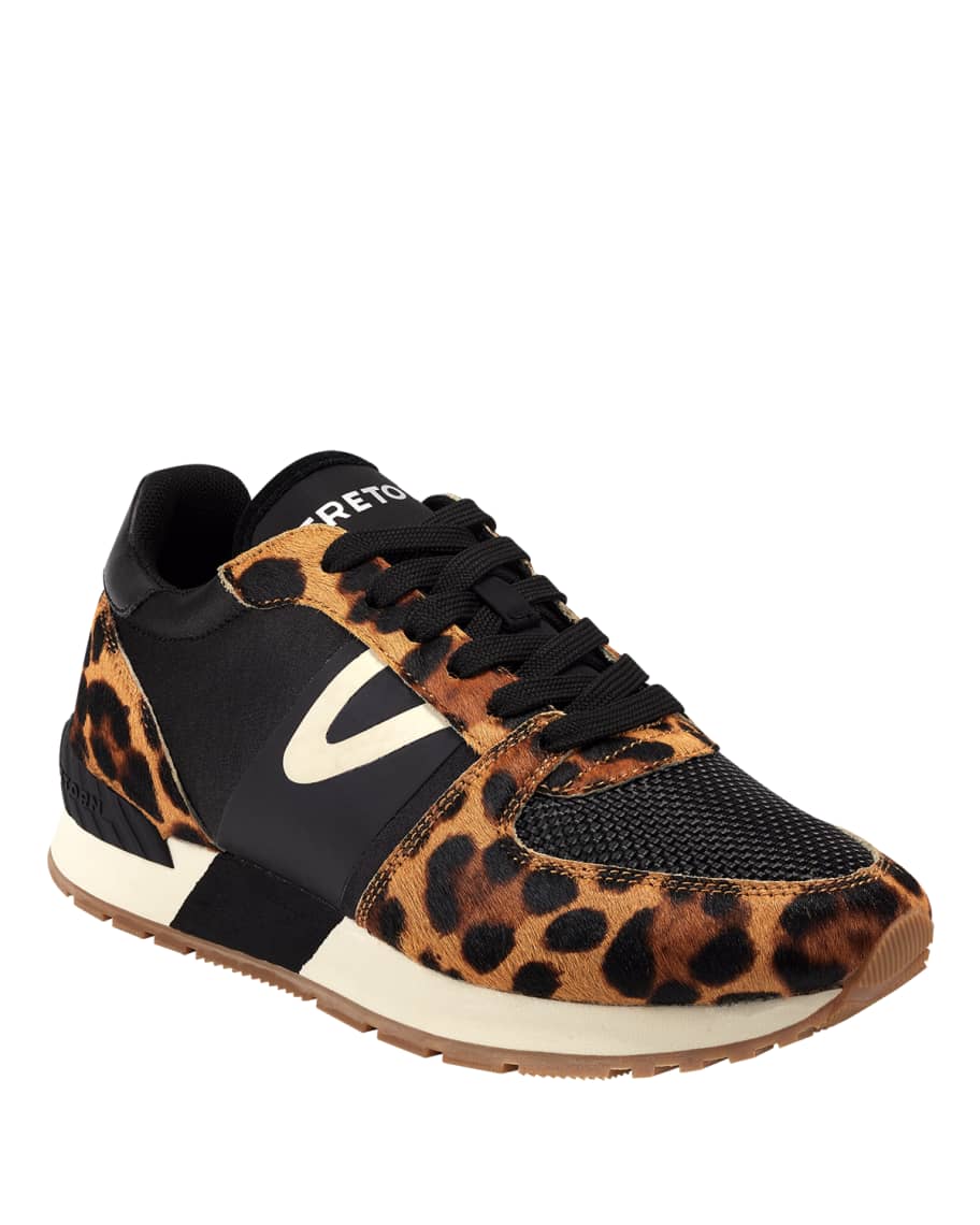 Tretorn Loyola 10 Leopard-Print Fur Trainer Sneakers | Neiman Marcus