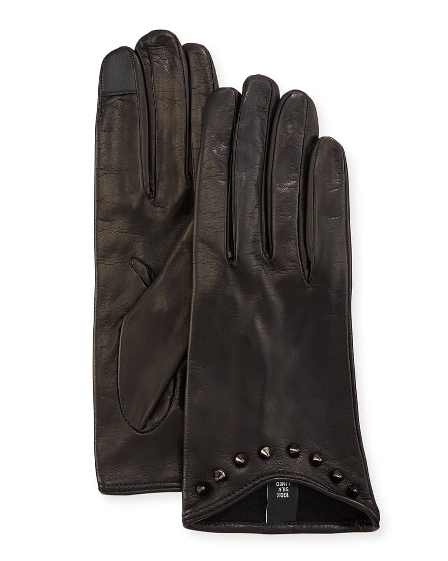 Guanti Giglio Fiorentino Studded Leather Gloves | Neiman Marcus