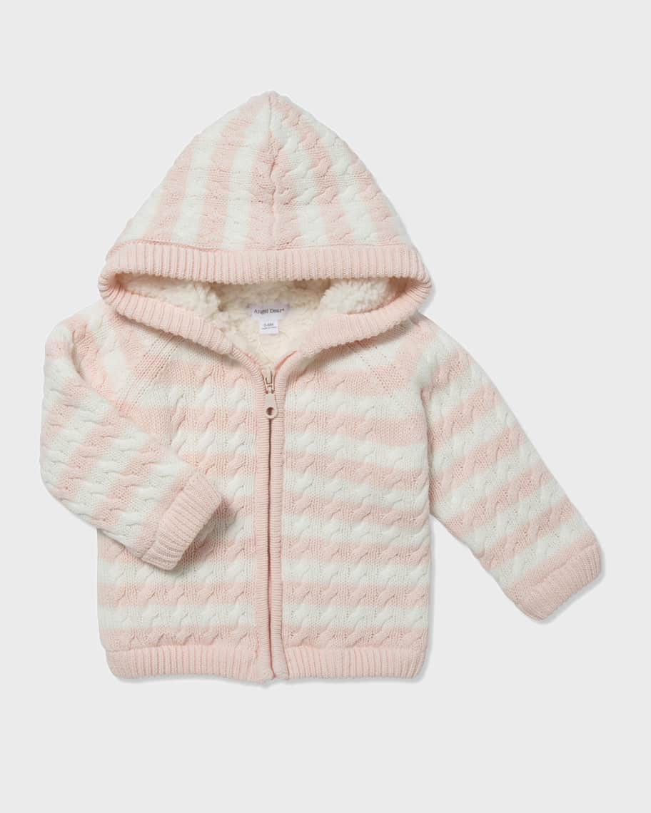 Angel Dear Striped Knit Sherpa Lined Hooded Jacket, Size 018 Months