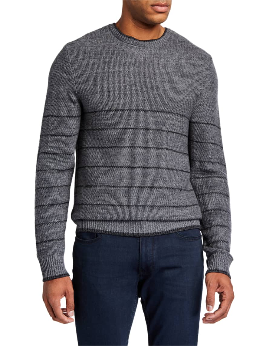 PAIGE Men's Henrick Striped Melange Cotton-Blend Sweater | Neiman Marcus