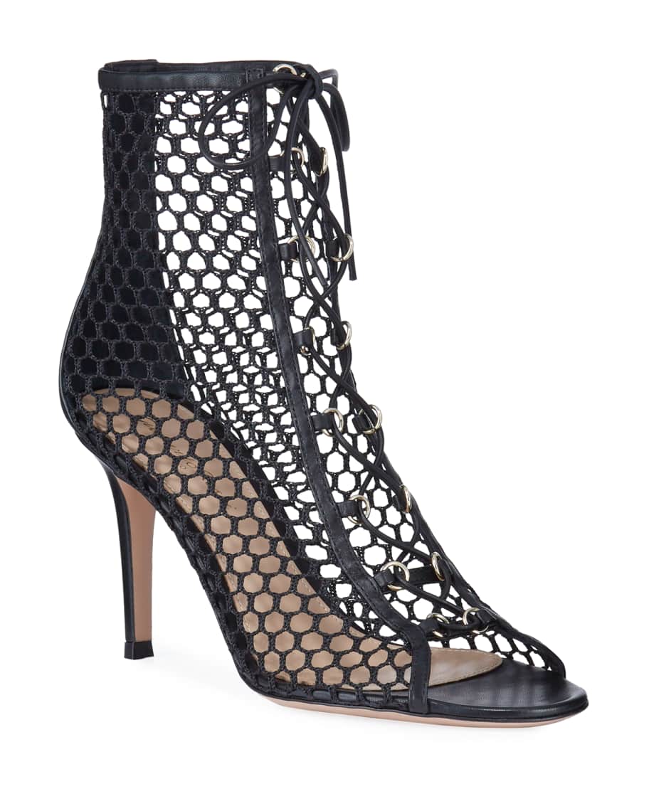 Gianvito Rossi OpenToe LaceUp Booties Neiman Marcus