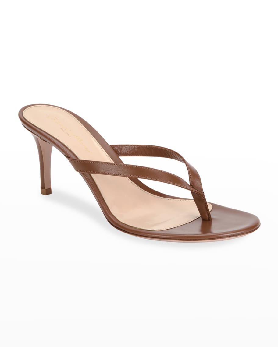 Gianvito Rossi Thong Leather Slide Sandals | Neiman Marcus