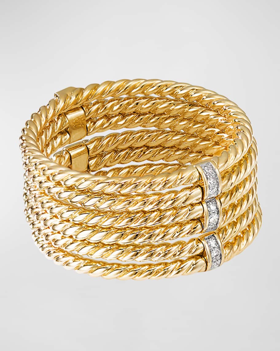 David Yurman Origami 18k Gold 6-Row Cable Ring w/ Diamonds, Size 7 ...
