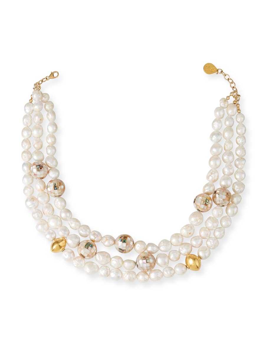 Devon Leigh Multi-Strand Pearl-Gold Accent Necklace | Neiman Marcus
