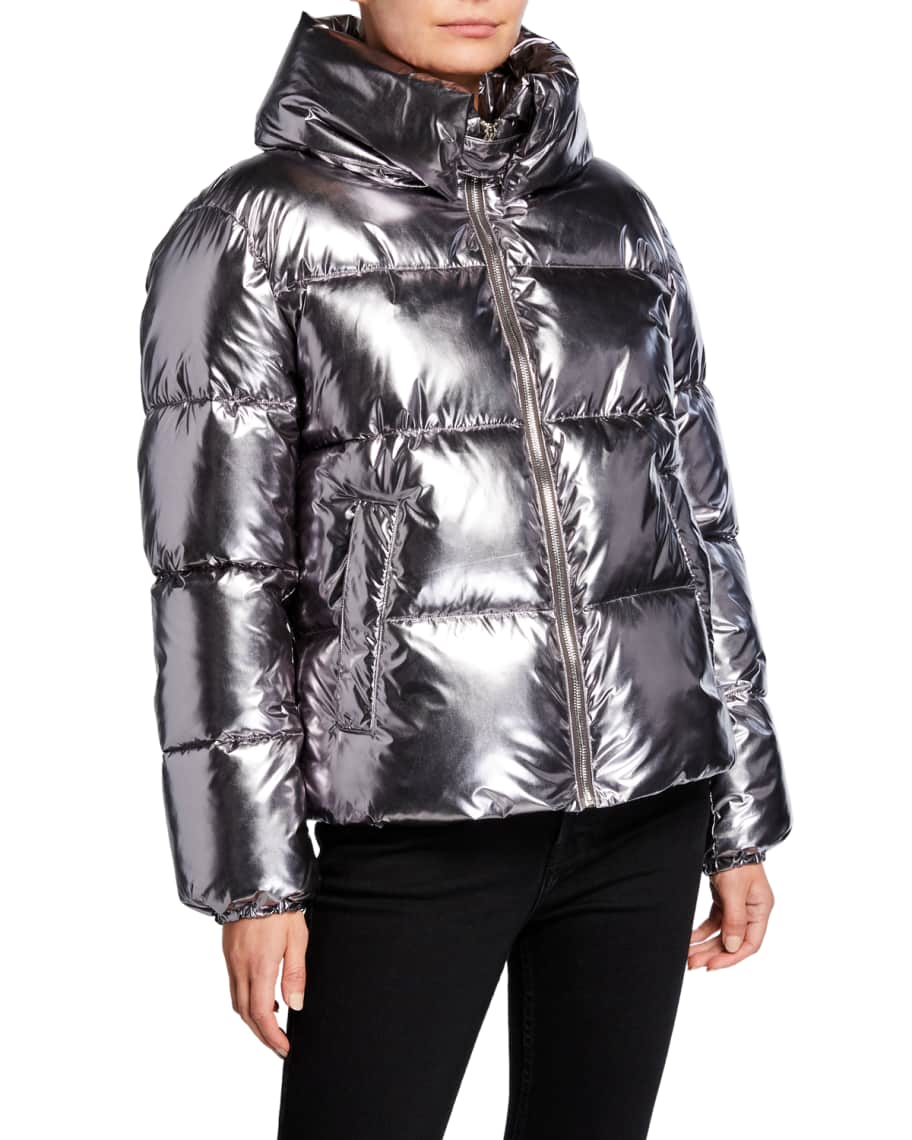 Kendall + Kylie Shiny Cropped Puffer Coat | Neiman Marcus