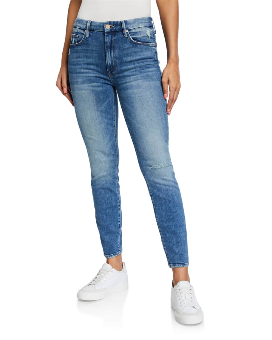 MOTHER Looker High-Waisted Ankle Jeans | Neiman Marcus