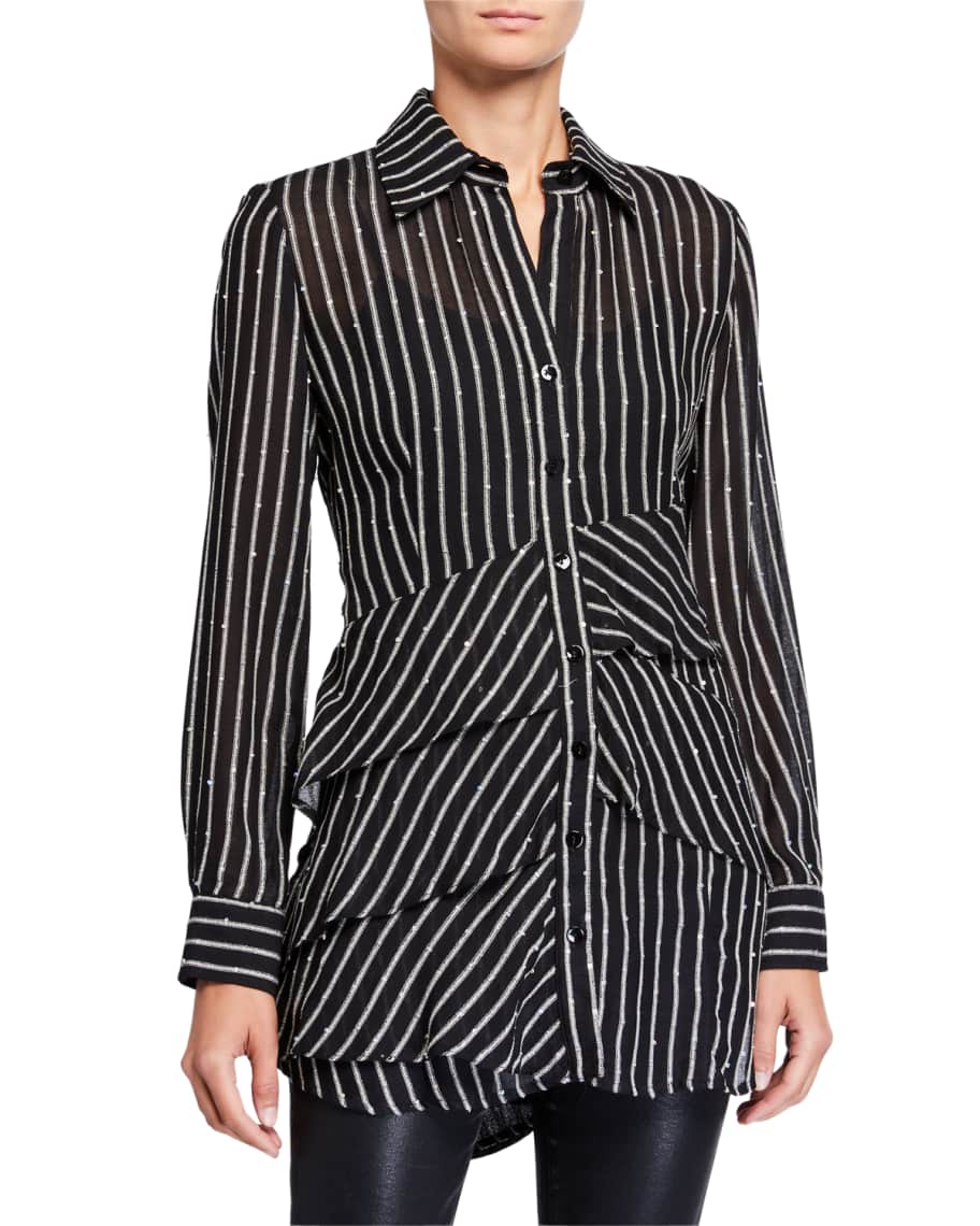 Finley Plus Size Jenna Sequin Stripe Shirt | Neiman Marcus