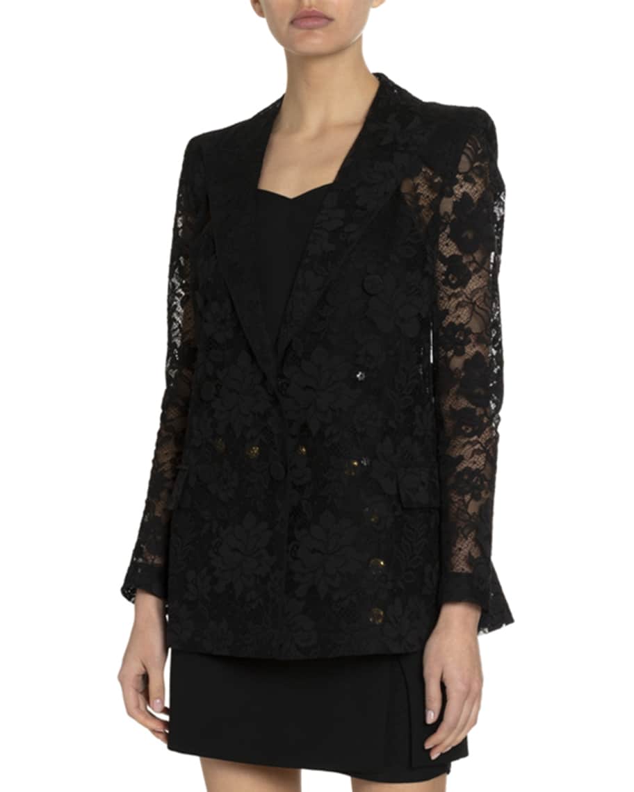 Givenchy Floral Lace Double-Breasted Blazer | Neiman Marcus