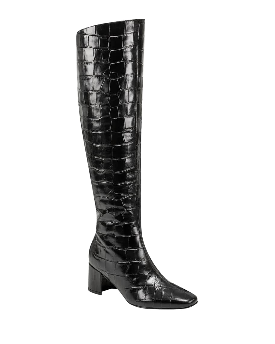 Sigerson Morrison Paislee 65mm Croc Embossed Leather Boots Neiman Marcus