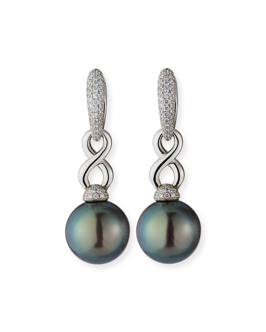 Belpearl 18k White Gold Diamond Infinity Pearl-Drop Earrings | Neiman ...