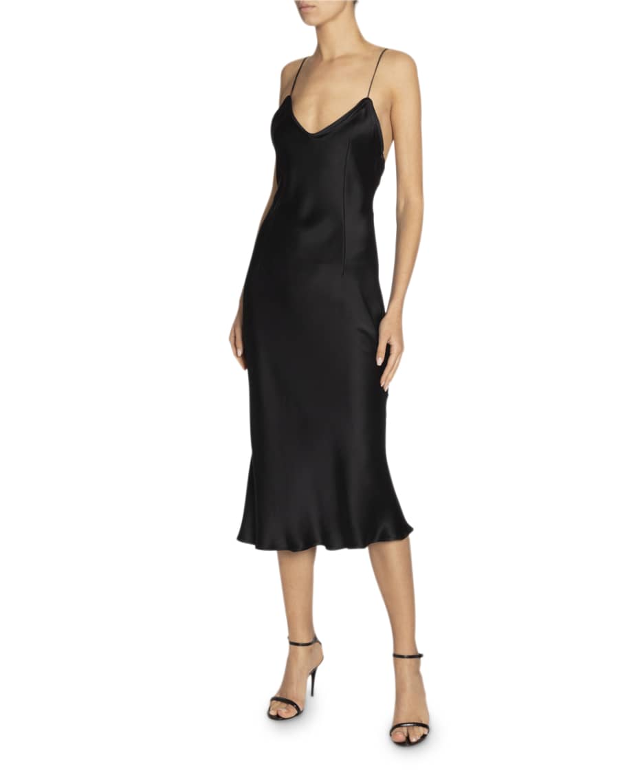 Saint Laurent Silk Midi Slip Dress | Neiman Marcus
