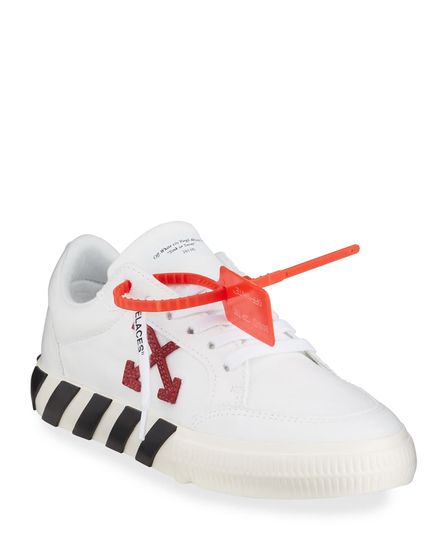 Off-White Canvas Arrow Low-Top Vulcanized Sneakers | Neiman Marcus