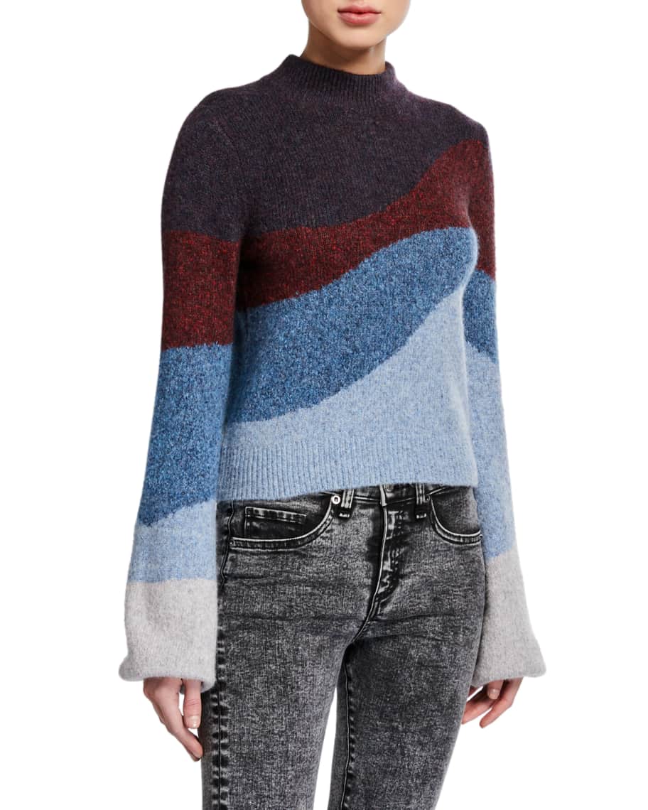 Veronica Beard Alexey Mock-Neck Pullover Sweater | Neiman Marcus