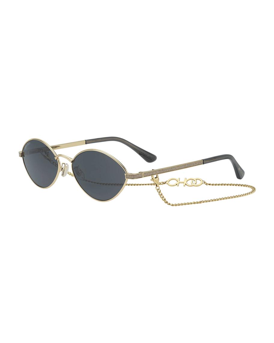 Jimmy Choo Sonnys Oval Stainless Steel Sunglasses w/ Chain  display picture 1