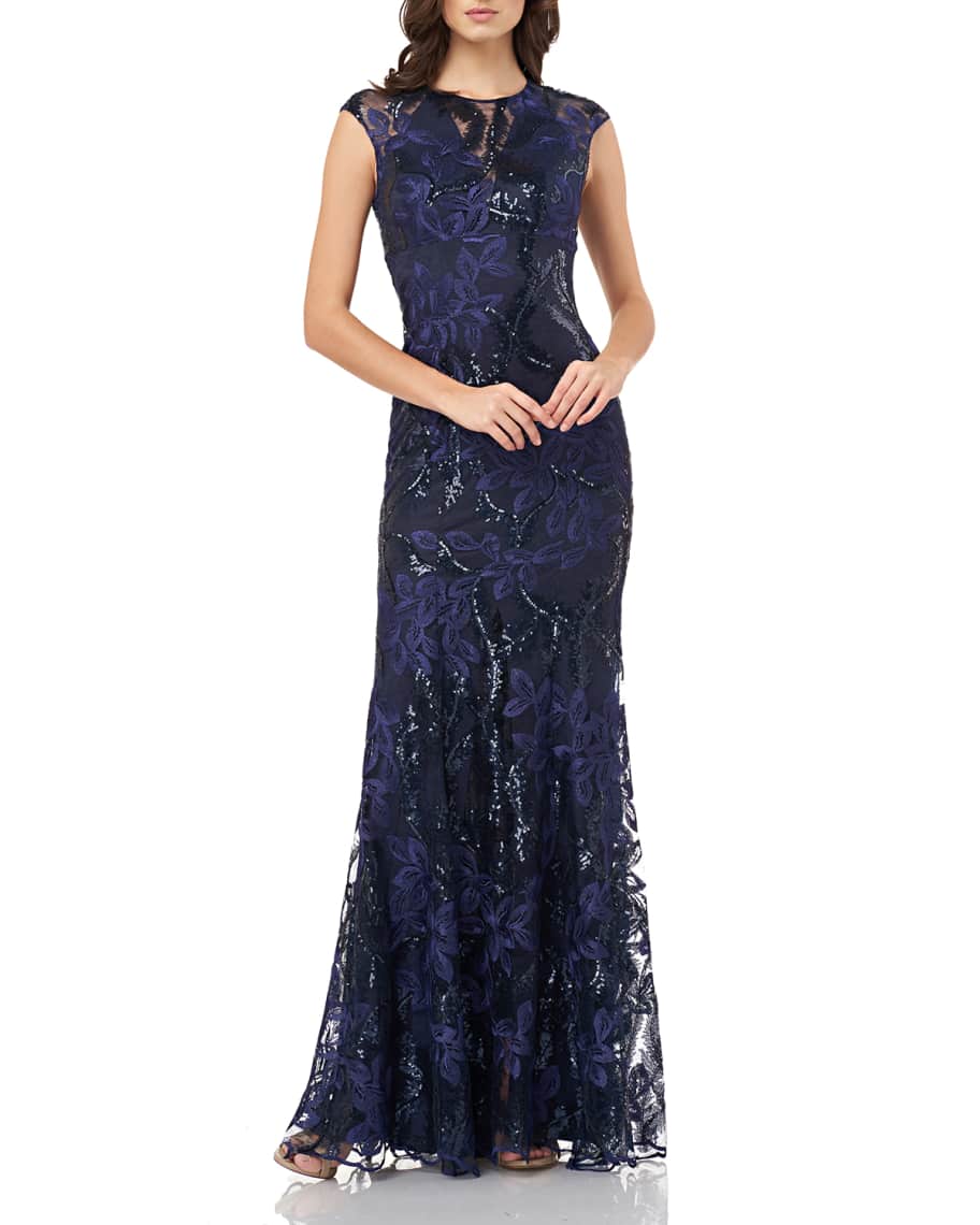 Carmen marc valvo navy dress store