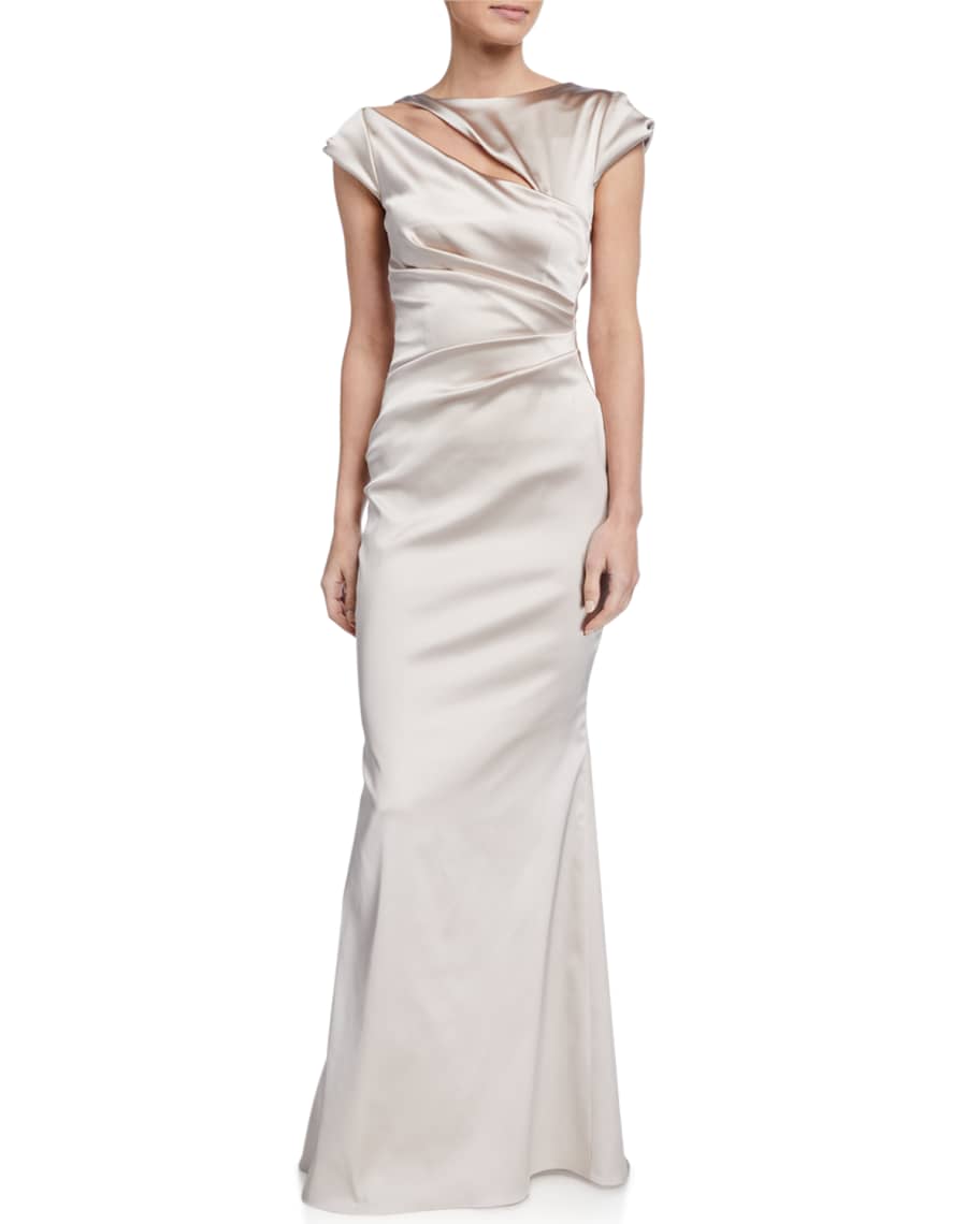 Talbot Runhof Duchesse Cap-Sleeve Gown | Neiman Marcus