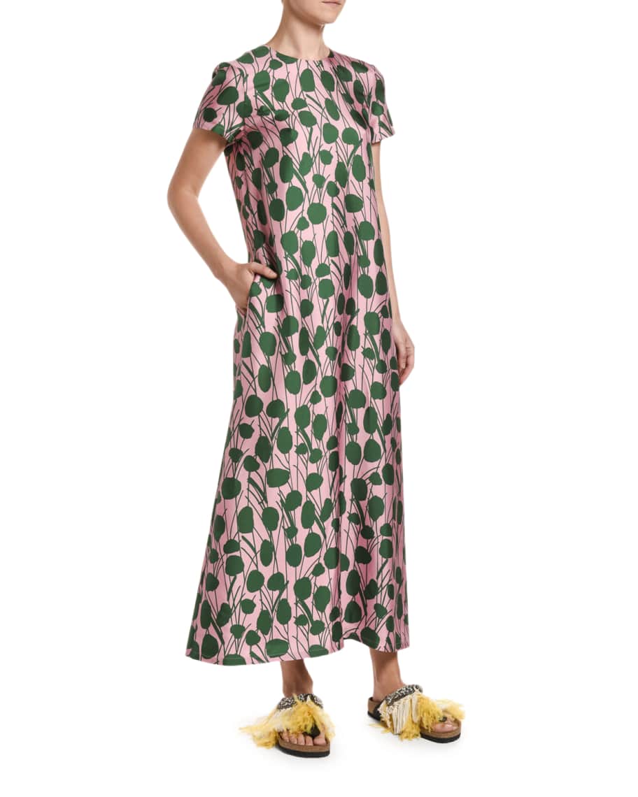 La DoubleJ Floral Print Silk Swing Dress Neiman Marcus