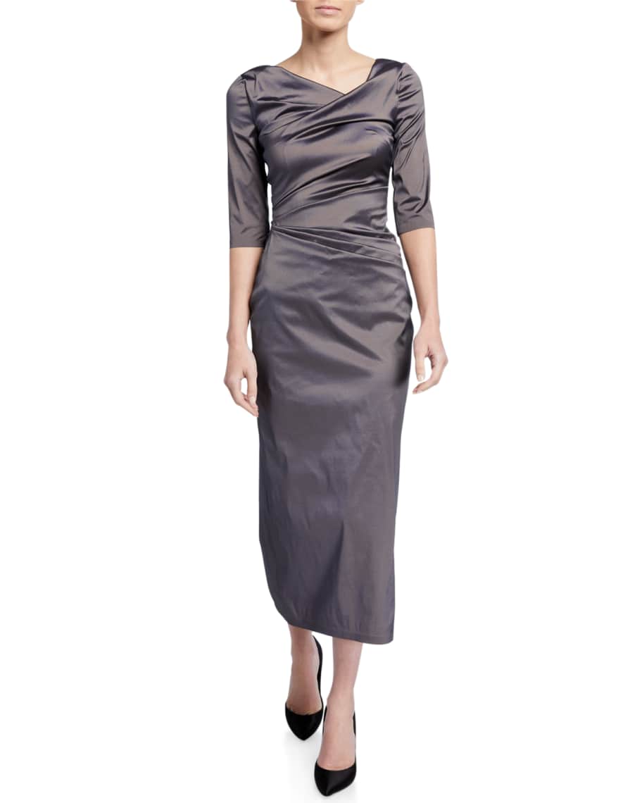 Talbot Runhof 1/2-Sleeve Stretch Silk Gown | Neiman Marcus