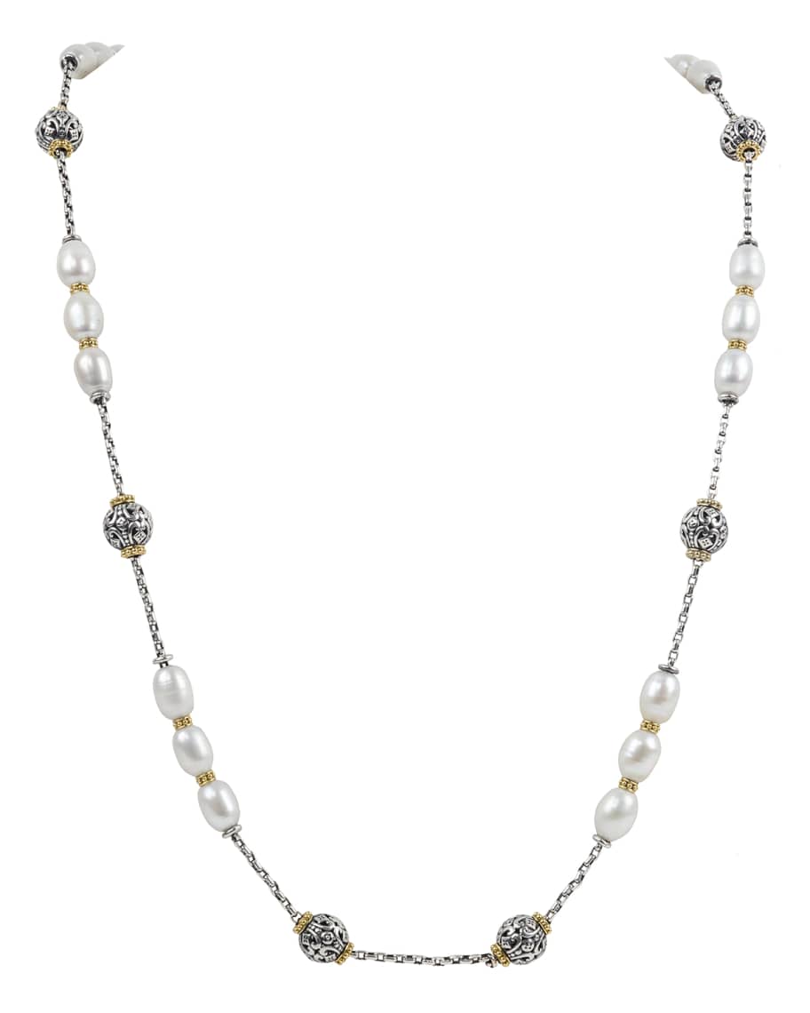 Konstantino Kleos Pearl-Trio Long Necklace w/ 18k Gold