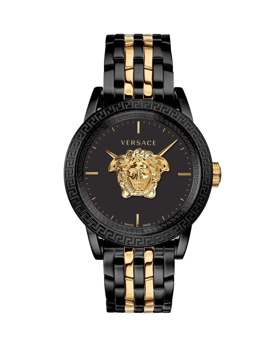 Versace Men's 43mm Palazzo Empire Watch, Black/Yellow Gold Neiman Marcus
